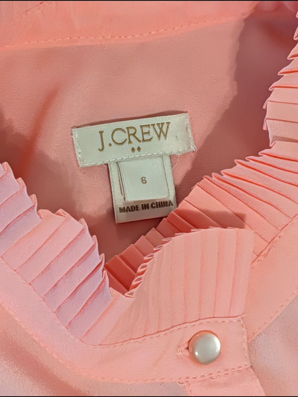J Crew Peach Pink Ruffled Mock Neck Collar Sleeveless Shirt - Picture 8 of 13